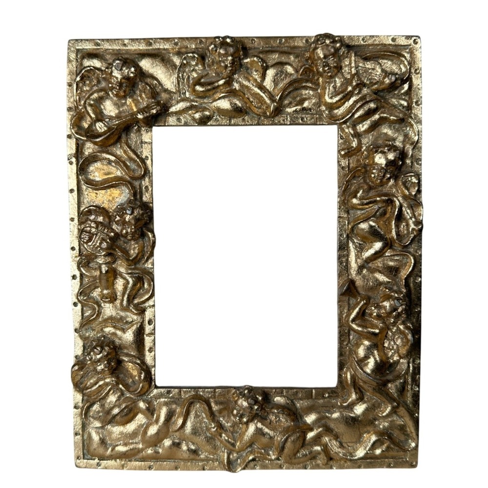 Gold Cherub Angel Ornate Baroque Picture Frame Ornate Small Victorian 3.5X5